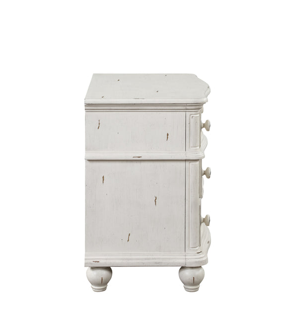 English Elm Antique Elegant 3-Drawer Nightstand with Dovetail Drawers, Felt-Lined Top, Full-Extension Glides Antique White B062P215405