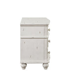 English Elm Antique White 3-Drawer Nightstand