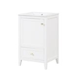 English Elm 20" Bathroom Vanity With Sink, Bathroom Cabinet With Soft Closing Door, Storage Rack and A Drawer, White