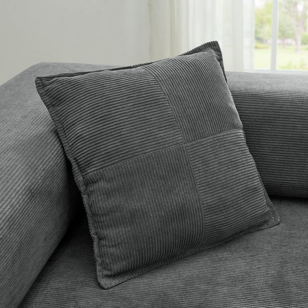 English Elm 108'' Modular Cloud Sectional Corduroy Couch with Fold Flat Backrest for Living Rooms Grey W1117S00292