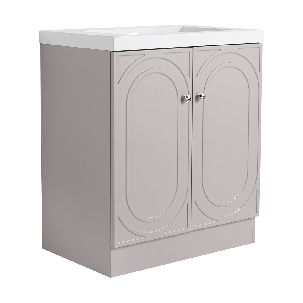 English Elm 30" Freestanding 30" Freestanding Bathroom Vanity with White Resin Sink, Soft-Close Doors, 3 Handles, Adjustable Shelf, Eco Plywood Finish W999S00335