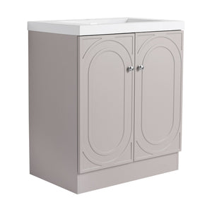 English Elm 30" Freestanding 30" Freestanding Bathroom Vanity with White Resin Sink, Soft-Close Doors, 3 Handles, Adjustable Shelf, Eco Plywood Finish W999S00335