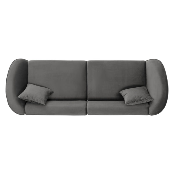 English Elm Christopher Knight Home® - 87" Curved Contemporary Sofa In Grey Velvet: Plush Comfort, Elegant Design, And Durable Quality For Modern Spaces N767P2323857G