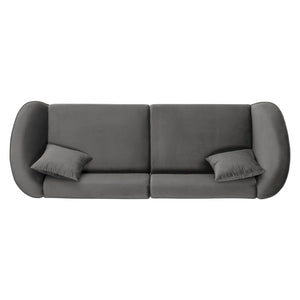 English Elm Package Curved Upholstered Sofa Off-white Fabric Sculptural Modern Living Room Seating Grey N767P232387G