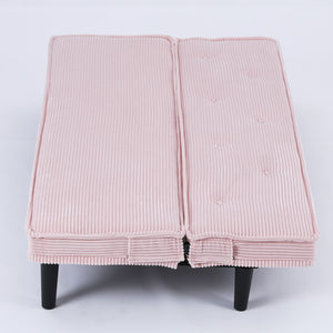 English Elm This 66-inch corduroy sofa bed with button-back design, sturdy wood frame, comfy sponge cushions, 500lb capacity Pink W3371P311451