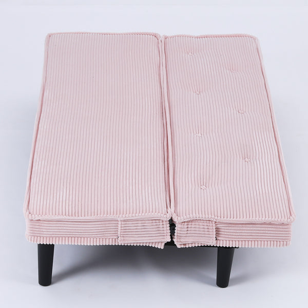 English Elm This 66-inch corduroy sofa bed with button-back design, sturdy wood frame, comfy sponge cushions, 500lb capacity Pink W3371P311451