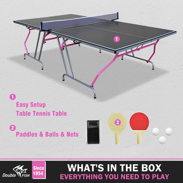 English Elm Double Fish Regulation Mdf Ping Pong Table Foldable Solo Practice Ready Indoor Play W3087P251047