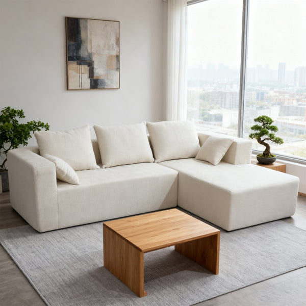 English Elm Combination Modular Linen Sectional Sofa with Memory Sponge Fill for Living Room Use W3064S00004