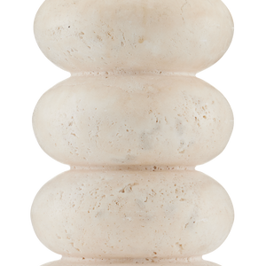 Girault Beige Travertine Table Lamp with Bone Linen Shade - Elegant Modern Lighting for Any Space