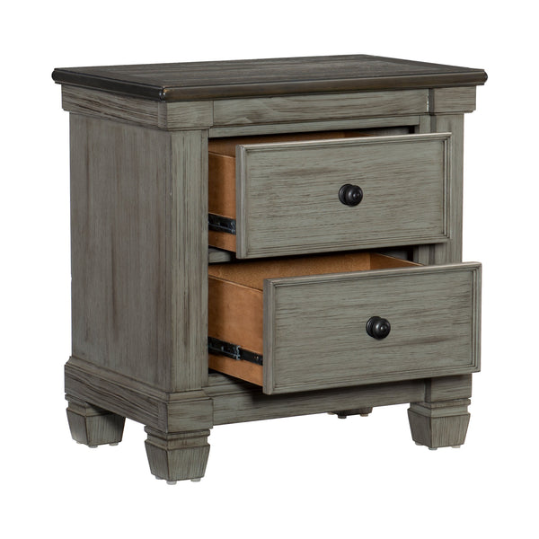 English Elm Transitional-Rustic Weaver 2-Drawer Nightstand in Antique Gray & Coffee Plank Top, Pine/Oak Rustic Charm B011P240234