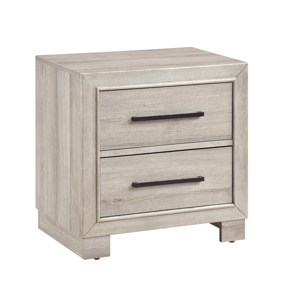 English Elm Modern Gray Two-Drawer Nightstand with Antique Brass Pulls, Durable Melamine Wood, Fully Assembled Bedside B011P389525