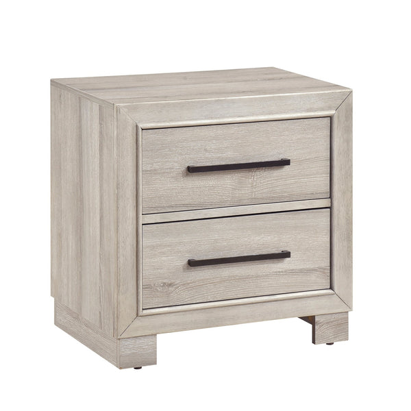 English Elm Modern Gray Two-Drawer Nightstand with Antique Brass Pulls, Durable Melamine Wood, Fully Assembled Bedside B011P389525