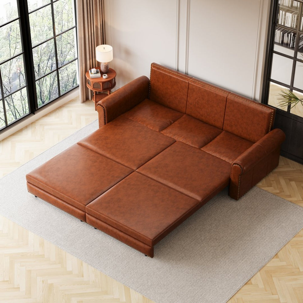 English Elm Chesterfield Velvet King Sleeper Sofa with Nailhead Trim and Rolled Arms for Living Room W1885S00359
