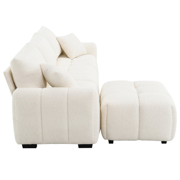 English Elm 110" Modular Sectional Sofa with Extra-Large 31.5" Seat, Thick Cushion, Movable Ottoman, Durable Frame Cream N723S1008A