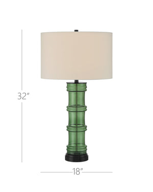 Currey & Company Balsam Green Table Lamp - Modern Chinoiserie Design With Bamboo Silhouette And Glossy Black Accents Green Glass ,Optic Crystal 6000-1011-currey-company