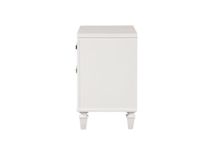 English Elm Genoa Art Deco Nightstand with Embossed Drawer Fronts Mirror Trim and Chrome Acrylic Pulls B078P497939