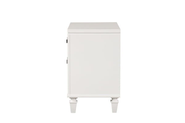 English Elm Genoa Art Deco Nightstand with Embossed Drawer Fronts Mirror Trim and Chrome Acrylic Pulls B078P497939