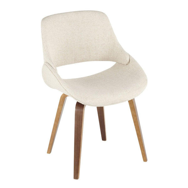 English Elm Folia 3 Piece Mid-century Dining Set Tempered Glass Top Walnut Legs Cream Chairs B202S01414