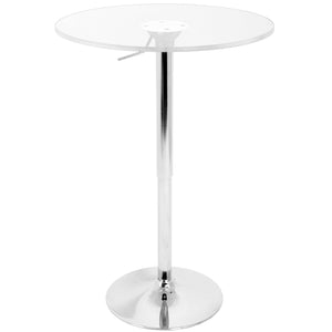 English Elm Clear Adjustable Contemporary Bar Table with Hydraulic Lift, Acrylic Top & Chrome Base, Tool-Free Assembly, Versatile Height for Dining or Parties (50 lb) B202P223292