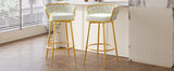 Christopher Knight Home® - Noble House - Swivel Counter Height Bar Stools Set Of 2,31.5"Bar Height Stools With Hand-Woven Backrest & Gold Metal Legs,Modern Low Back Upholstered Kitchen Chairs With Footrest For Island,Dining Room,Beige