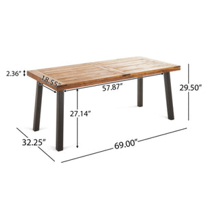 English Elm Modern Acacia Wood Outdoor Dining Set with Wicker Armchairs for Patio or Deck N770PS597R192