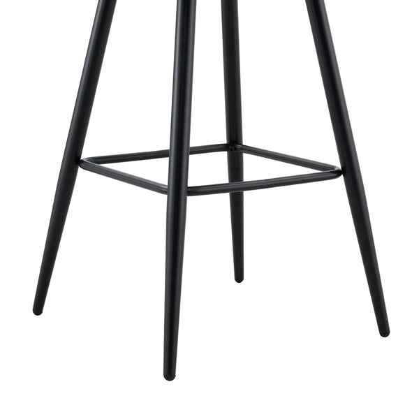English Elm Set of 2 Chenille Upholstered Counter Stools with Iron Legs for Kitchen Islands Beige,Black W3875P370851