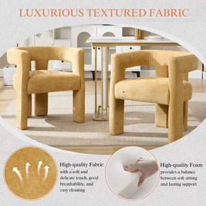 English Elm United We Win Chenille Barrel Accent Armchairs Set of Two for Living Room Dining Yellow W1568P389274