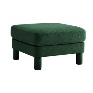 English Elm Lucas Modern Bouclé Ottoman with Wooden Frame, Plush Foam & Coil Support for Stylish Comfort and Durability Green W3041P337500