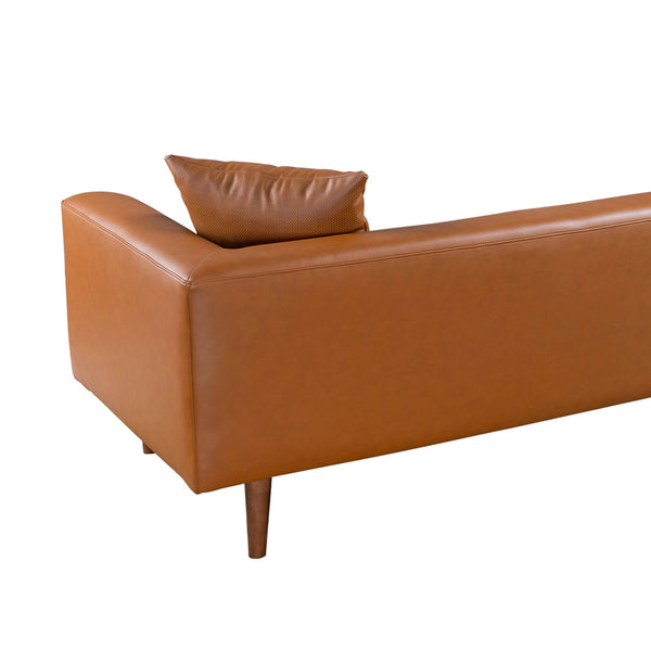 English Elm Ashcroft Furniture - Elwood Cognac Vegan Leather Sofa — Mid-Century Modern, Solid Wood Frame, Easy-Clean Durable Upholstery B183P281235