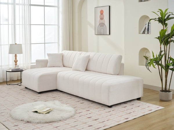 English Elm Scandinavian Channel Tufted L Shaped Sectional Sofa with Plush Foam Cushions B2730S00040