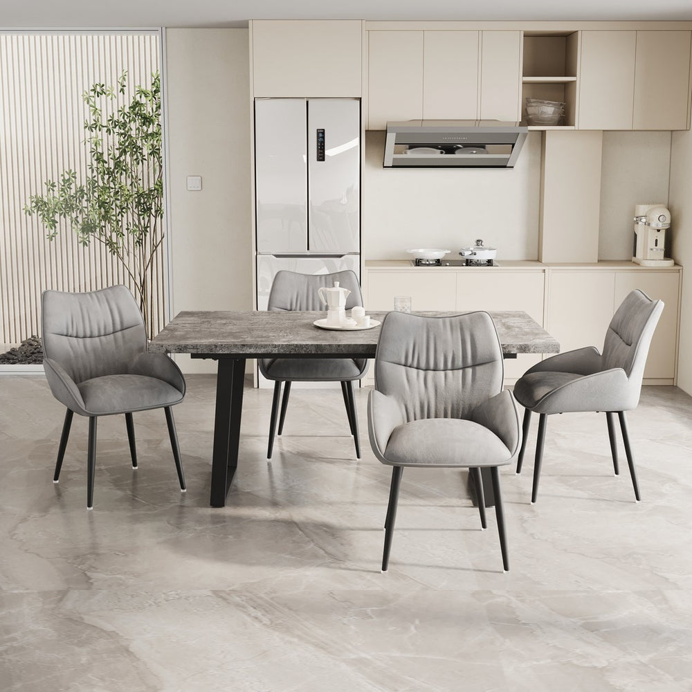English Elm 62.9-Inch Stylish Mdf Dining Table And Velvet Chair Set For 4-6, Easy Assembly, Modern Comfort W1727S00077