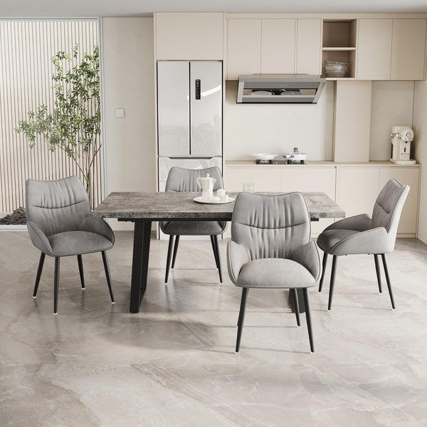English Elm 62.9-Inch Stylish Mdf Dining Table And Velvet Chair Set For 4-6, Easy Assembly, Modern Comfort W1727S00077