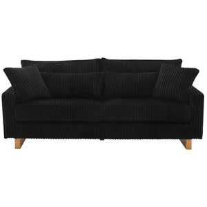 English Elm Modern Corduroy Upholstered Loveseat Sofa with Pocket Springs and Four Accent Pillows Black N763S000040B
