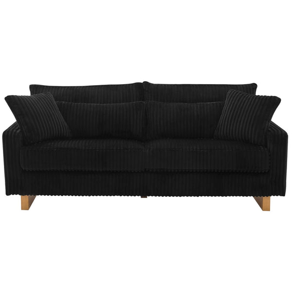 English Elm Modern Corduroy Upholstered Loveseat Sofa with Pocket Springs and Four Accent Pillows Black N763S000040B
