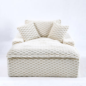 English Elm 51 Compact Comfort Sofa with Turtle Fleece, Sponge Support, Two Pillows, 400lb Capacity for Small Spaces White W3371P326404