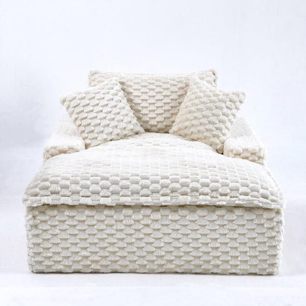 English Elm 51 Compact Comfort Sofa with Turtle Fleece, Sponge Support, Two Pillows, 400lb Capacity for Small Spaces White W3371P326404