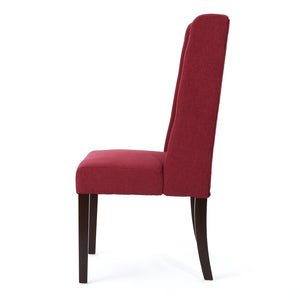 English Elm Dining Chair Set of Two Wingback Button Tufted High Back Birch Leg Upholstered Red 61539.00DRED