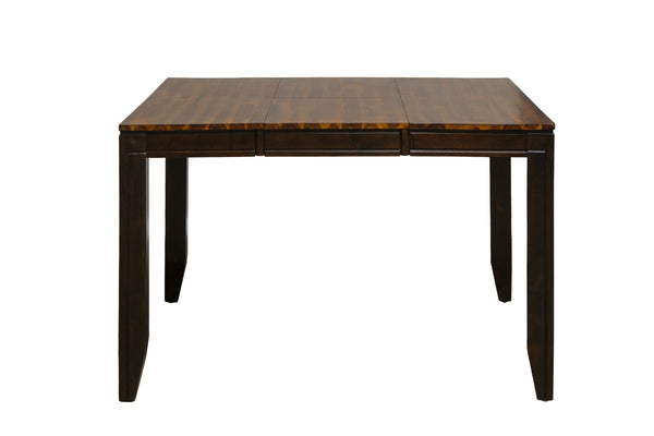 English Elm Wallace & Bay - Brown Transitional Gathering Height Table with Leaf - Caramel & Burnt Sugar Wood, 36–54" Extendable B361P383858