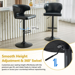 English Elm Modern Oil-wax Upholstered Swivel Barstools with Ergonomic High Back for Kitchen Islands W2920P419849
