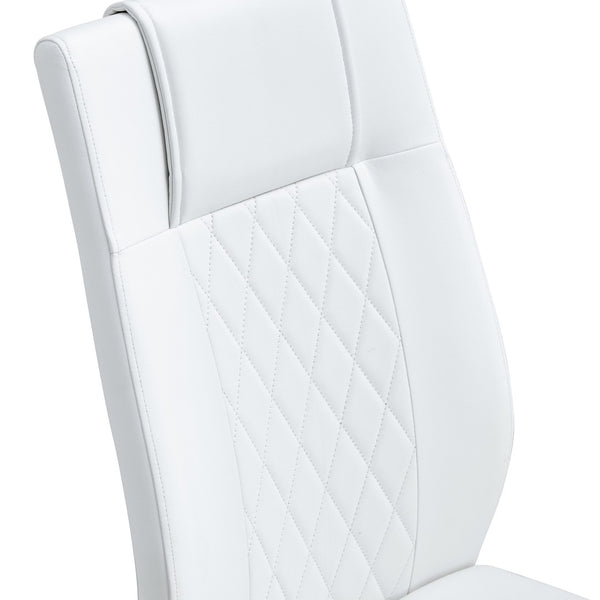 English Elm Table Modern Luxurious Glass Dining Set With 8 Ergonomic Chairs, Gold Legs & White Pu Upholstery W1151S02588-GIGA