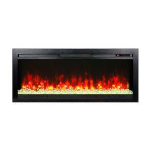 English Elm 44 Inch Recessed Electric Fireplace with Led Flame Heater and Remote for Living Rooms W1769P171421