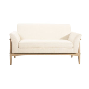 English Elm Christopher Knight Home® - Linen Flared Arms Loveseat Beige+Natural - Upholstered Fabric, Elm Wood Legs, Modern Cozy 57.5" W N771P294675M