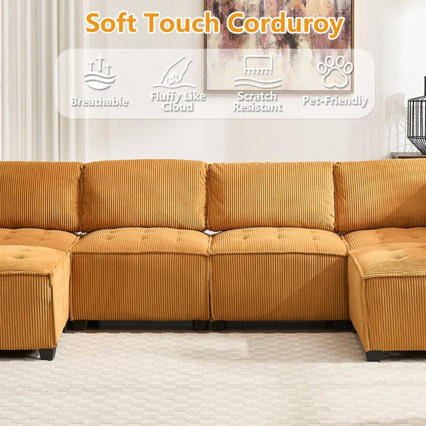 English Elm United We Win U-Shaped Modular Sectional Sofa With Reversible Chaise For Modern Living Spaces W1568S00158-GIGA