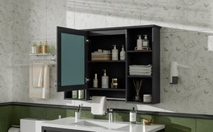 English Elm 3-in-1 Wall Mounted Bathroom Medicine Cabinet with Soft Close Mirror and Towel Bar Black N710P358613B