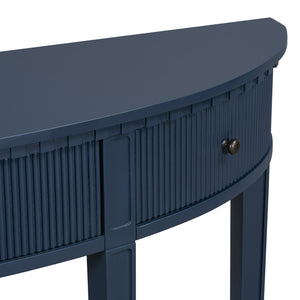 English Elm U-Style Pine Veneer Console Table with Vertical Stripe Drawer Fronts, Solid Pine Legs, 100 lb Top Navy Blue N711P173099V