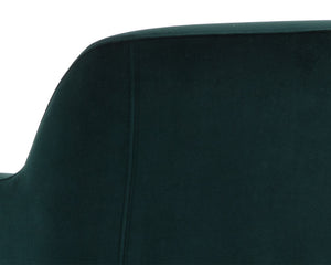 Sunpan Jaime Dining Armchair - Luxurious Gold Base, Moisture-Repellent Fabric, Perfect for Stylish Spaces Meg Dark Emerald
