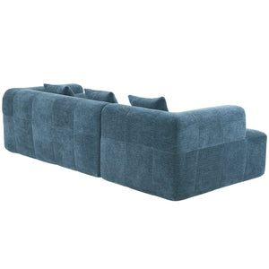 English Elm 101.2" Modern Sectional Sofa Full-Compressed Modular Couch with Deep Seating, Tufted Chenille Fabric, Pillows Included Blue N719S001890C