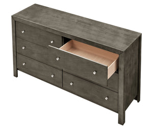 English Elm Burlington modern 6-drawer dresser with nickel hardware, dove-tailed drawers and durable wood veneer finish for stylish bedroom storage Gray 19 L x 60 W x 37 H B078108127