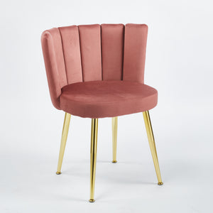 English Elm Modern Pink Dining Chair Set of 2 with Velvet Ergonomic Seat, Gold Metal Legs, Plush Breathable Comfort (95) W234P256810