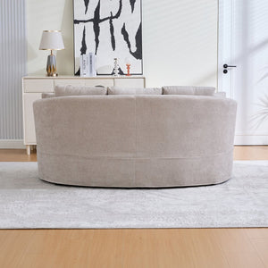 English Elm 73.82" Wide Curved Chenille Loveseat with Deep Lounge Seat and Sculptural Modern Frame Taupe W3189S00034